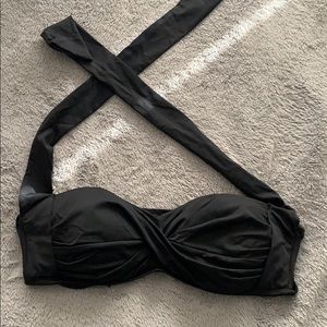 Black bandeau bikini top (top only) with straps